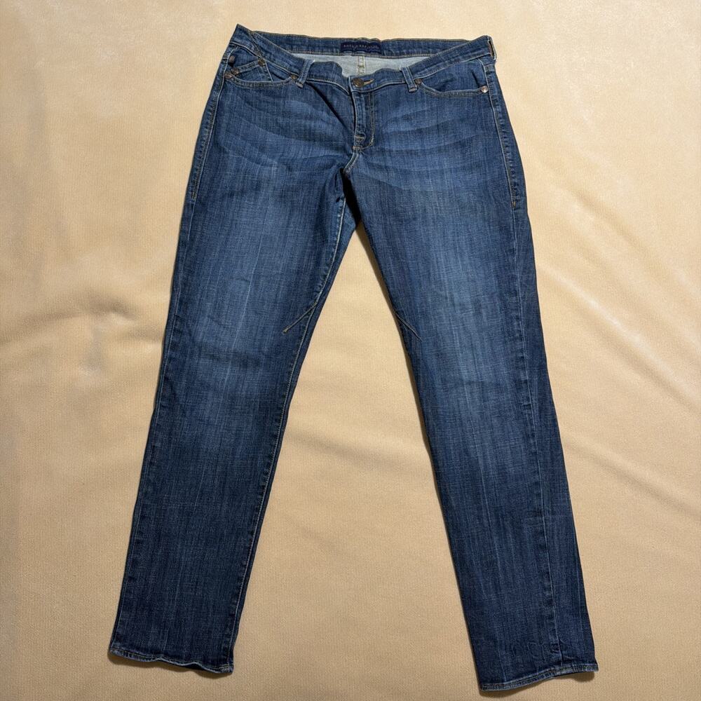 Rock & Republic Womens Emo Tapered Leg Jeans Size 14M Dark Blue Mid Rise Stretch